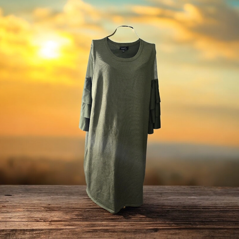 ModX Green Ruffle Sleeve Dress Size 1X